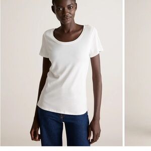 Quince White Short Sleeve Scoop Neck Tee